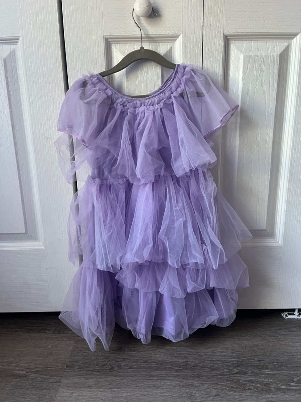 Lilac Ruffled Tulle Girls' Party Dress